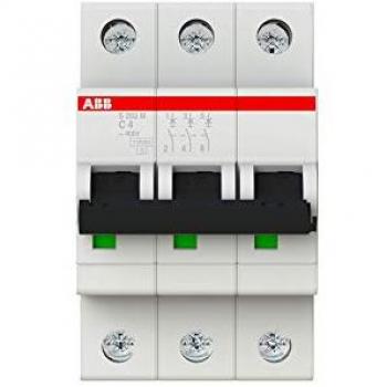 Interruptor automático ABB S203M-C4, 3 polos, 4A, Curva Tipo C, Poder de corte 10 kA, Montaje en Carril DIN