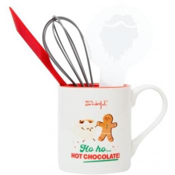 Set de Taza Multicolor con Utensilios para Chocolate Caliente Mr. Wonderful - Ho ho… hot chocolate!