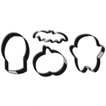 4 Cortadores de Galletas de Halloween - Calavera, Calabaza, Fantasma, Murciélago - ScrapCooking