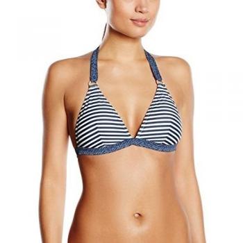 ESPRIT Hamptons Beach Halterneck Pad - Parte de arriba de bikini Mujer, Azul