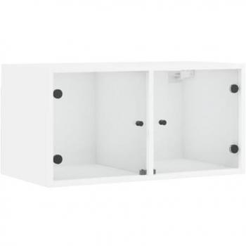 vidaXL Wall Cabinet with Glass Doors White 68.5x37x35 cm
