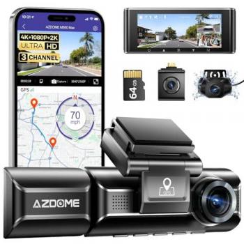 Dashcam AZDome M550Pro 4K con GPS, WiFi, visión nocturna, G-sensor y micrófono incorporado