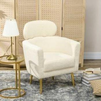 Butaca Tanny Homcom Reposacabezas Crema 90X71x65 Cm
