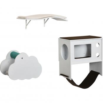 PawHut Estantes para Gatos de Pared de 3 Piezas