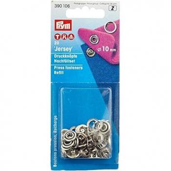 Prym 390106 Botones de presión de jersey sin costuras, Plateado, Ø 10 mm, 20 piezas