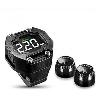 Steelmate TP-90 - TPMS Monitor de Presión Neumáticos Sistema con Sensor External Impermeable Inalámbrico Pantalla LCD para Motocicleta