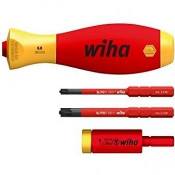 Adaptador de par de apriete Wiha easyTorque 2,8 Nm con soporte slimVario® y slimBits sl/pz, juego de 4 unidades (41478)