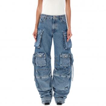 The Attico Women's Fern Denim Cotton Jeans in Clear Blue | Size 26 | Loose-fit, female, Blue, Stylish Jeans for Trendy Outfits