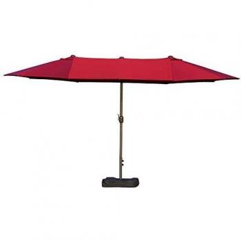 Parasol de Jardín XXL Rectangular 4,6x2,7x2,4m con Manivela, Base y Sacos de Peso Incluidos - Acero y Poliéster de Alta Densidad - Color Burdeos