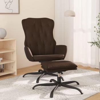 Sillón de relax con reposapiés de cuero sintético marrón vidaXL