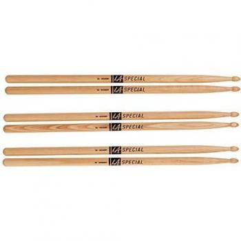 LA Specials Drum Sticks - 5A Drumsticks - Drum Sticks Set for Acoustic Drums or Electronic Drums - Oval Wood Tip - Hickory Drum Sticks - Consistent Weight and Pitch - 3 Pairs