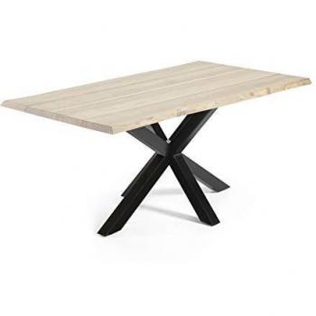 Kave Home - Mesa de Comedor Argo Rectangular 180 x 100 cm de Madera de Roble y Patas de Acero en Negro