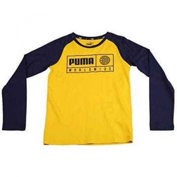 PUMA Alpha Graphic Longsleeve tee B Camiseta, Niños, Sulphur, 104