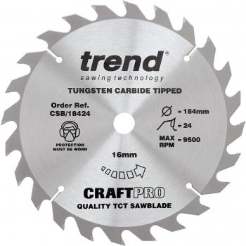 Trend CRAFTPRO Wood Cutting Saw Blade 184mm 24T 16mm