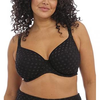 Elomi Bazaruto Underwire Plunge Bikini Top - Black Polyamide - Size M 80 / 36J / G-M Cup