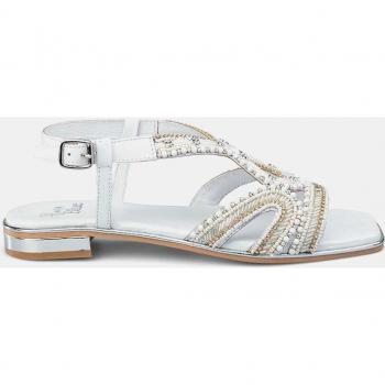 Alma Blue Sandalia Blanca Plana con Pedrería Cómoda de Verano