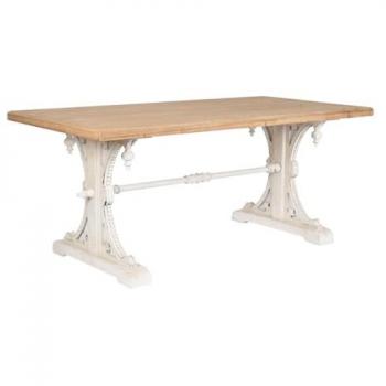 Mesa de Comedor Home ESPRIT Blanco Natural Abeto Madera MDF 180 x 90 x 76 cm