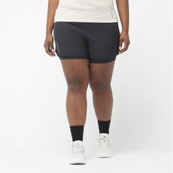 Salomon - Short de mujer Cross 2in1, pantalones cortos para trail running, color negro, talla M