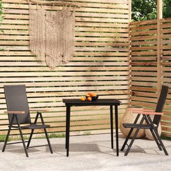 vidaXL 3 Piece Garden Dining Set Black