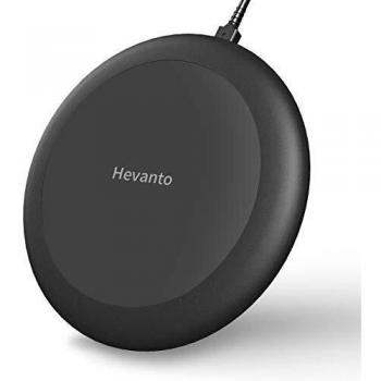 Hevanto Cargador inalámbrico, 10 W, Carga inalámbrica rápida para Galaxy S10/ S9/ S8/ Note 10, LG G7/V40 y Huawei P30 Pro, 7,5 W para iPhone 12/11/XS/XR/X/ 8/8 Plus, y 5 W Qi Teléfono/Airpods 2