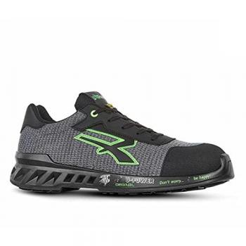 Zapatos de seguridad U-Power Mike S1P SRC ESD - 48 (EU) - Negro/Verde, zapatillas deportivas ligeras antipinchazos unisex, suela Bast, inserto Infinergy, con puntera