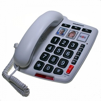 Teléfono Fijo Daewoo DTC-760 con Teclas Grandes, Manos Libres y Memoria de Fotos para Marcación Directa - Blanco