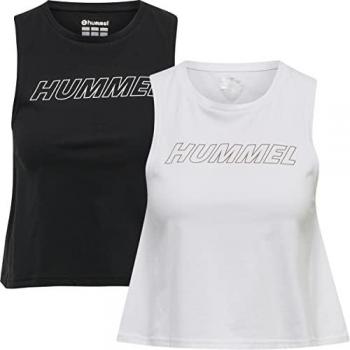 Hummel Women's Cotton Crop Tank Tops TE Cali (2 Pack) Black/White