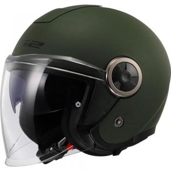 LS2 Casco Jet OF620 Classy Verde Mate Militar - Casco jet, color verde mate militar, modelo OF620, diseño clásico, talla XS