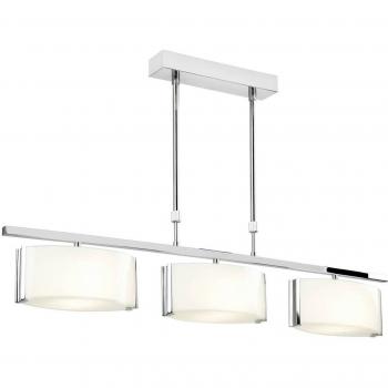 Lámpara de techo semi empotrada Clef de acero, 3 luces, acabado en cromo con vidrio blanco brillante, utiliza bombillas G9