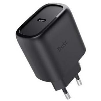 Cargador GaN USB-C Trust Maxo de 45W, Negro, Carga Rápida con Cable de 2m