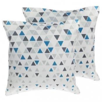 Set de 2 Cojines Decorativos Geométricos 45 x 45 cm en Triángulo Azul y Gris Cleome