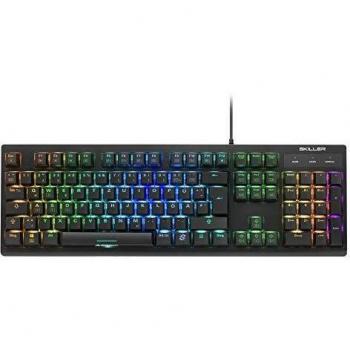 Teclado para gaming Sharkoon SKILLER SGK30, USB, QWERTZ Alemán, Completo (100%), Interruptor mecánico, LED RGB, Negro
