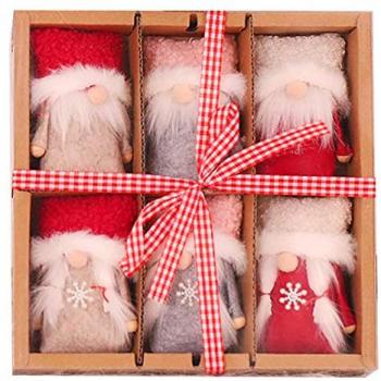 Adornos de Navidad colgantes sin muñeca con Papá Noel y árbol, color rojo y rosa blanco