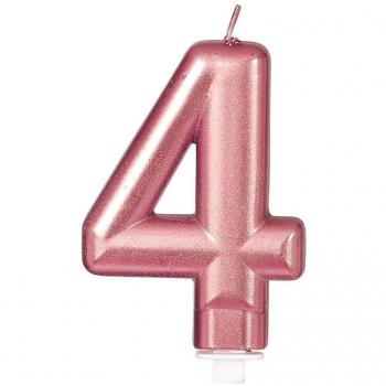Vela Metalizada Oro y Rosa Número 4, de 8 cm