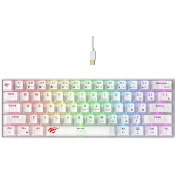 Teclado Gamer Havit KB903L - Retroiluminación RGB - Cable USB de 1.8 m - Color Blanco Transparente