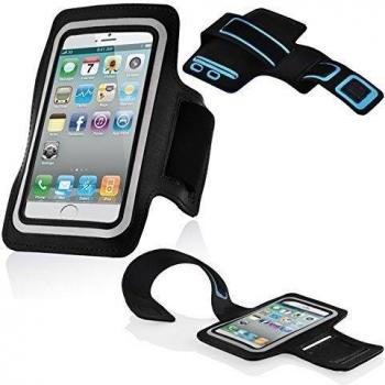 CADORABO! Brazalete deportivo de Neopreno brazo bolsillo para smartphones con 3,7 - 11,43 cm por ejemplo. iphone 4, S3, etc, Mini con llave bolsillo, conector de auriculares en color negro