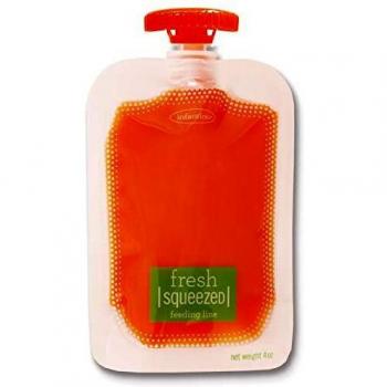 Infantino Disposable Squeeze Pouches - Pack of 50 disposable pouches for portable homemade semi-solid food for babies and toddlers, BPA and PVC free, freezer safe