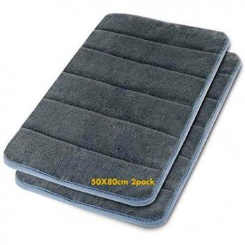 Kikc Alfombra Antideslizante Alfombra Espuma de Memoria Piso Baño Alfombra Absorber Alfombra de baño Suave Alfombra de baño 2 Pack
