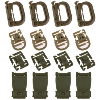 ycnk 16pcs táctico bolsa de accesorios para cinchas Molle apego mochilas con hebillas Grimloc bloqueo hebilla de/clip/clip/gancho Clip de tubo de hidratación para al aire libre mochila Molle