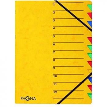 Carpeta organizadora PAGNA EASY, 12 compartimentos, DIN A4, cartón, amarillo