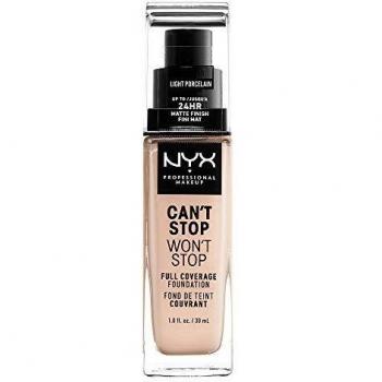 NYX Professional Makeup Can't Stop Won't Stop Full Coverage Foundation, Shade 1.3 Light Porcelain, 30 ml, Long Lasting, Waterproof, Vegan Formula, Matte Finish