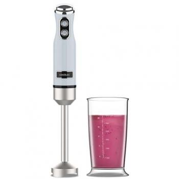 Cecotec Power RetroBlue 1200MAX Batidora de Mano Retro 1200W Potencia Máxima, Cuchilla de 4 Hojas con Recubrimiento de Titanio Negro, 2 Velocidades, Vaso de