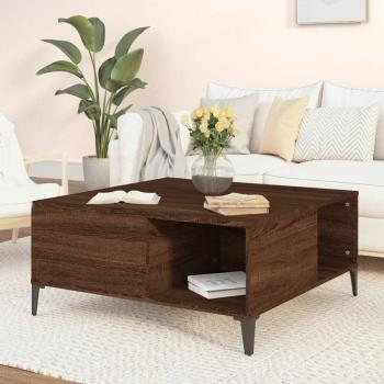 Mesa de centro de madera multicapa roble marrón 80x80x36,5 cm