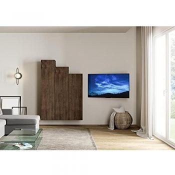 Composición de Pared para Salón Isoka A24 - 234 cm L, 160 cm H, 39.5 cm P, Blanco y Roble