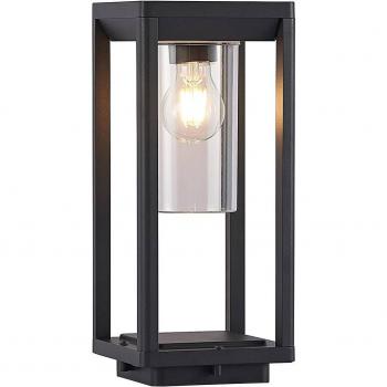 Baliza de exterior Lindby Estami, 35 cm, gris oscuro, moderna, hecha de aluminio, con una llama E27 para iluminación de senderos