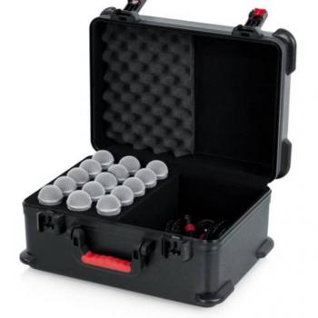 Gator GTSA-MIC15 TSA ATA Molded Polyethylene Case with Foam Inserts for 15 Microphones