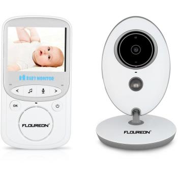 FLOUREON VB605-2.4'' monitor bebé digital inalámbrico, 2.4GHz LCD vídeo, cámara de seguridad, visualización de temperatura, diálogo bidireccional, visión nocturna