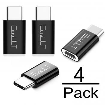 EasyULT Adaptador USB C, 4 Pack Adaptador USB Type C a Micro USB Conector Convertidor para Transferencia de Datos para XiaoMI, Huawei P20 Lite,Galaxy S9/S8 y más-Negro