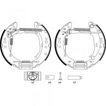 Kit de frenos a tambor HELLA 8DB 355 022-931 - Juego de zapatas para Mitsubishi Colt y Smart Forfour