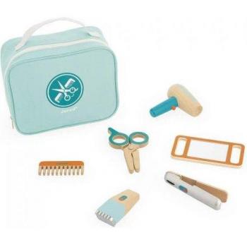 Maletín de Peluquería Janod con 6 Accesorios de Madera - Juguete de Imitación para Niños a Partir de 3 Años - Certificado FSC